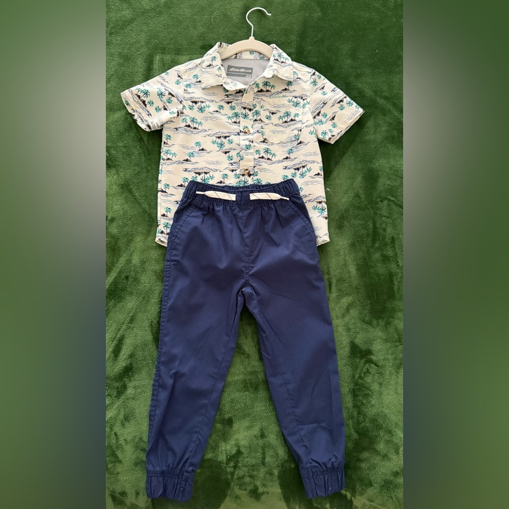 Eddie Bauer Kids Navy Blue Casual Pants and shirt